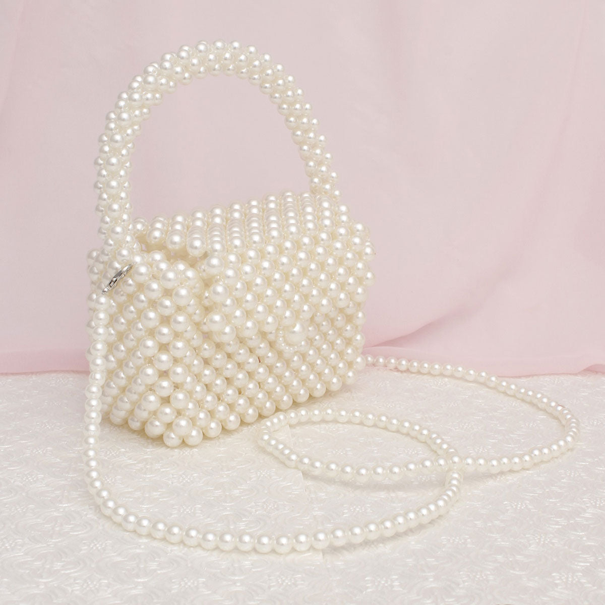 Top Handle Retro Luxe Cream Pearl Flap Handbag