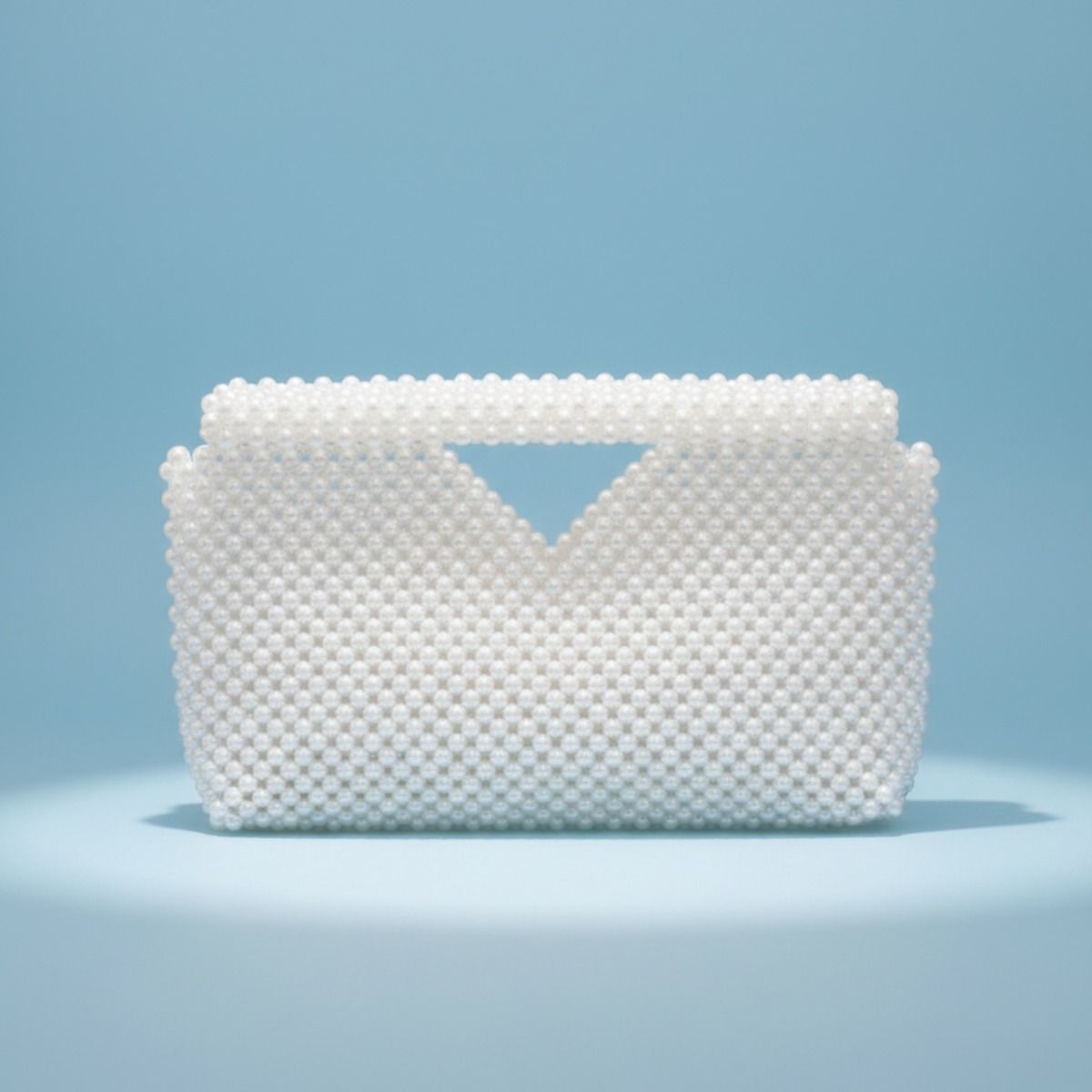 Clutch White Pearl Open Top Handmade Bag