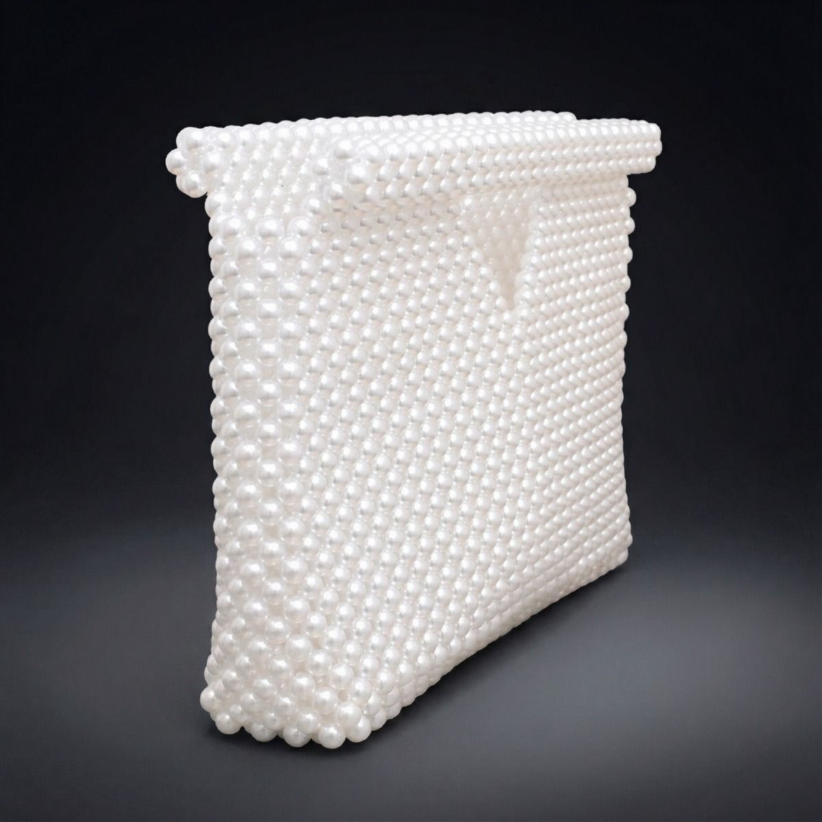 Clutch White Pearl Open Top Handmade Bag