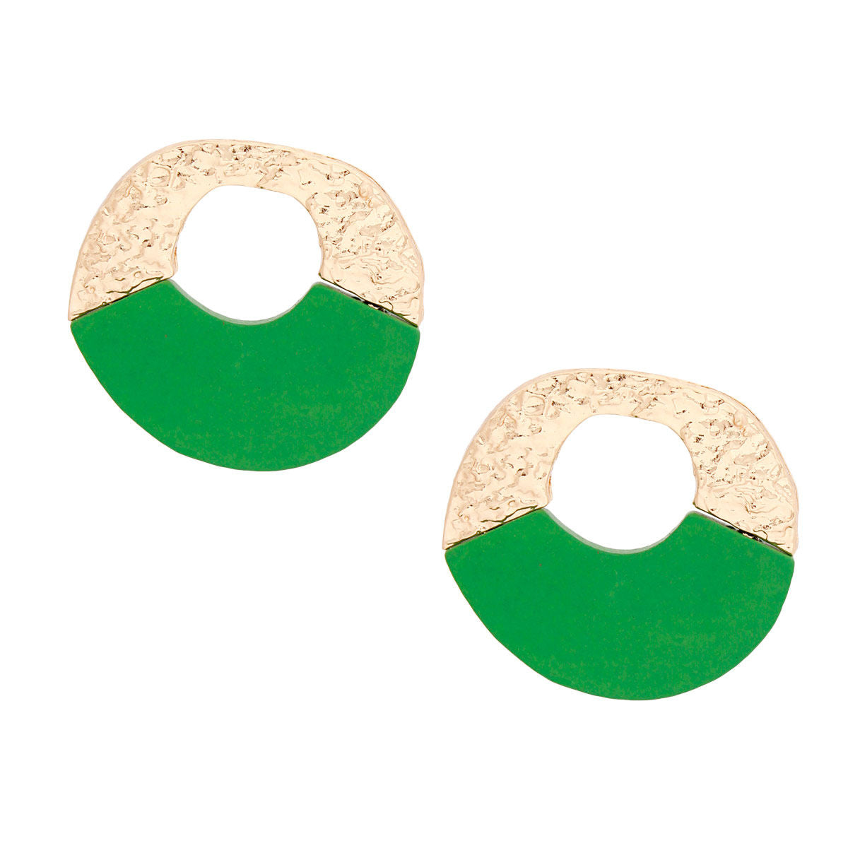 Studs Medium Gold Green Wood Circle Earrings Women - Premium Wholesale Jewelry from Pinktown - Just $12! Shop now at chiquestyles