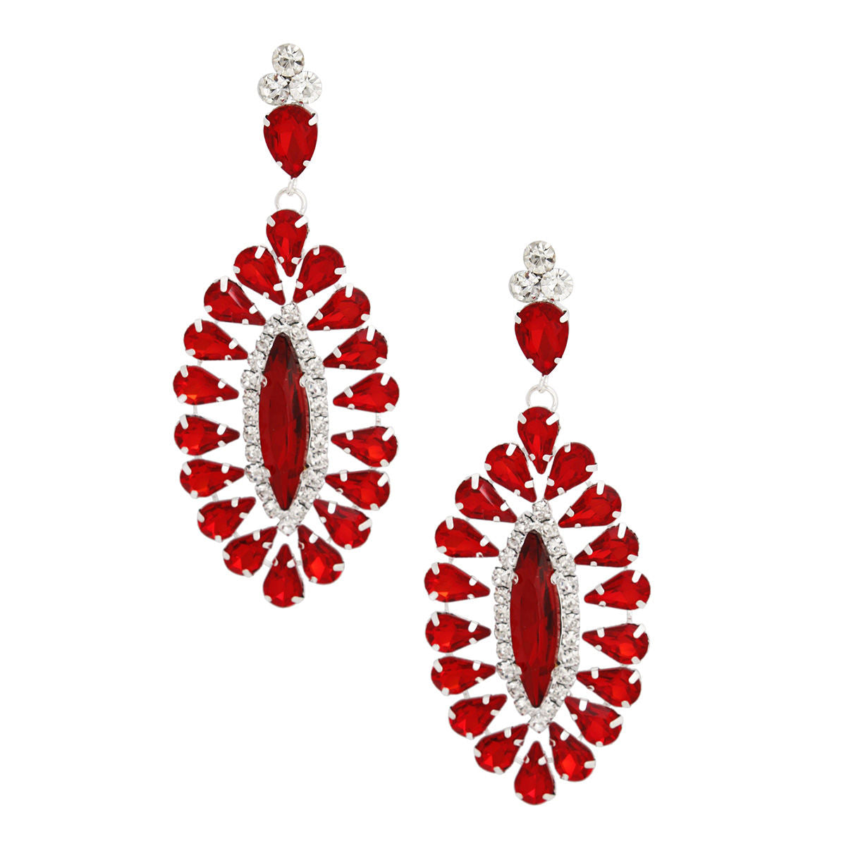 Dangle Red Teardrop Glam Oval Earrings for Women - Premium Wholesale Jewelry from Pinktown - Just $12! Shop now at chiquestyles