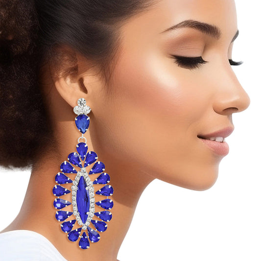 Dangle Royal Blue Teardrop Glam Oval Earring Women - Premium Wholesale Jewelry from Pinktown - Just $12! Shop now at chiquestyles