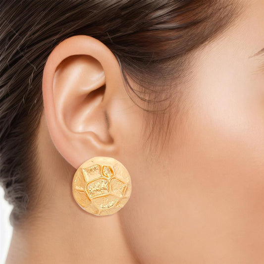 Clip Ons Gold Organic Geo Domed Earrings for Women - Premium Wholesale Jewelry from Pinktown - Just $11! Shop now at chiquestyles