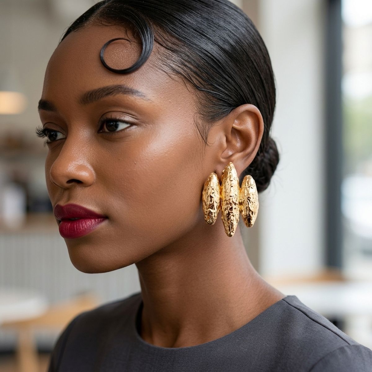 Molten Metal Clip On Gold 80s Revival Earrings