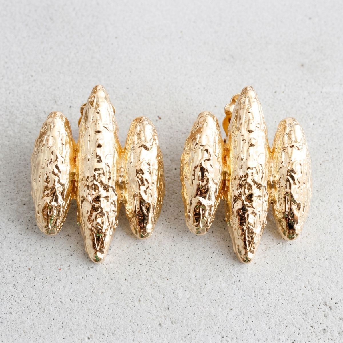 Molten Metal Clip On Gold 80s Revival Earrings