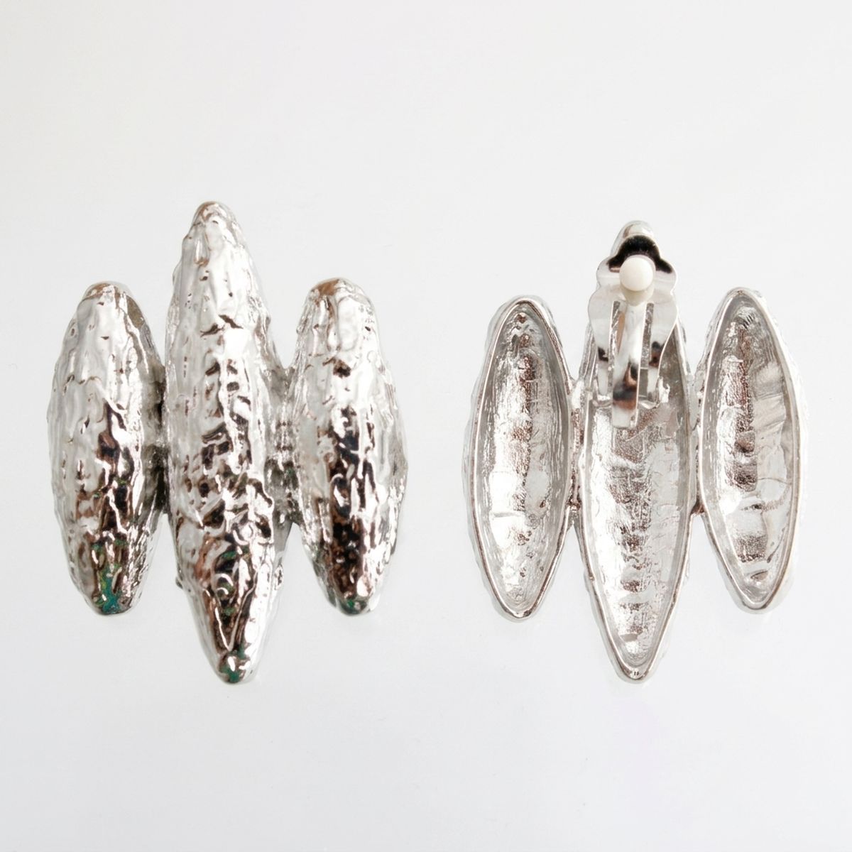 Molten Metal Clip On Silver 80s Revival Earrings