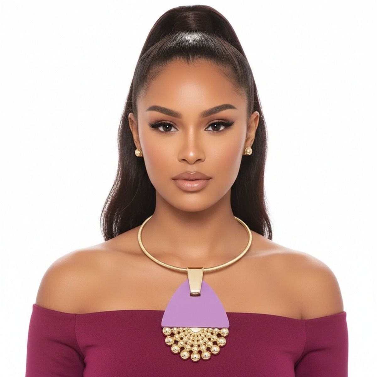 Purple Teardrop Burst Necklace