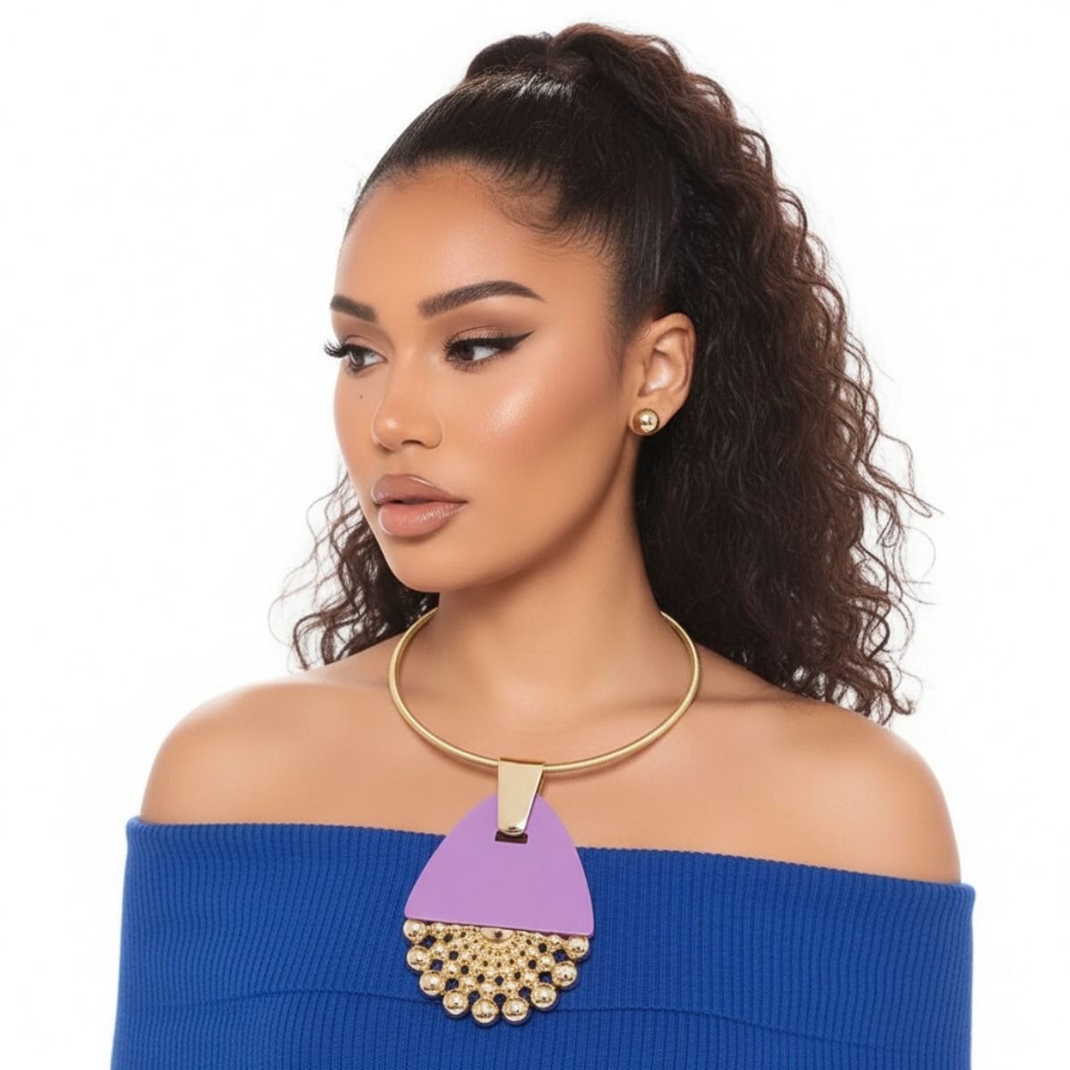 Purple Teardrop Burst Necklace