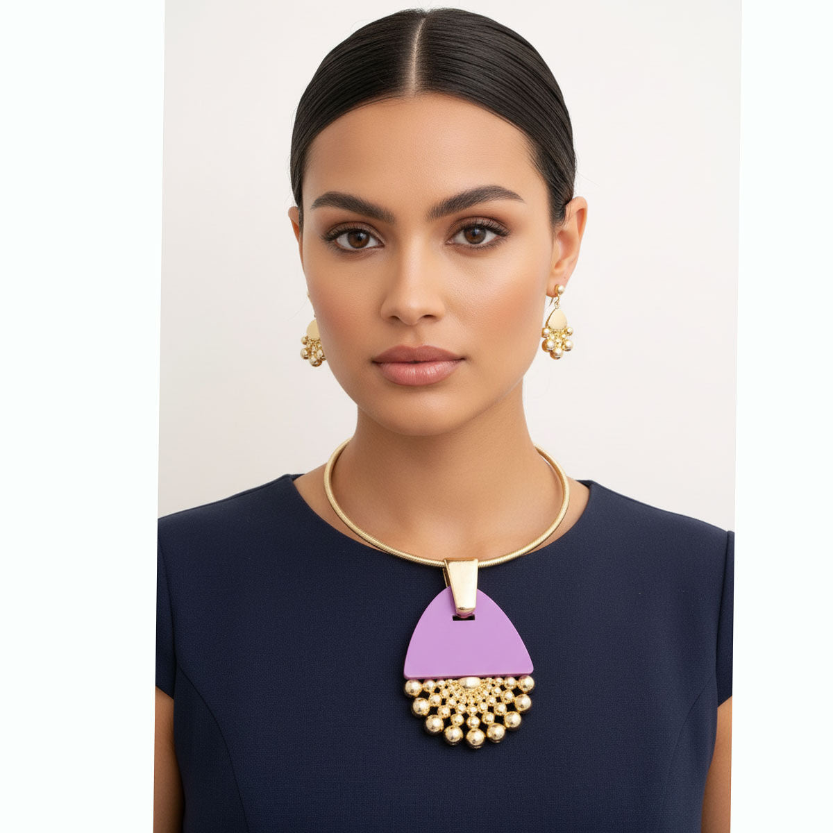 Purple Teardrop Burst Necklace
