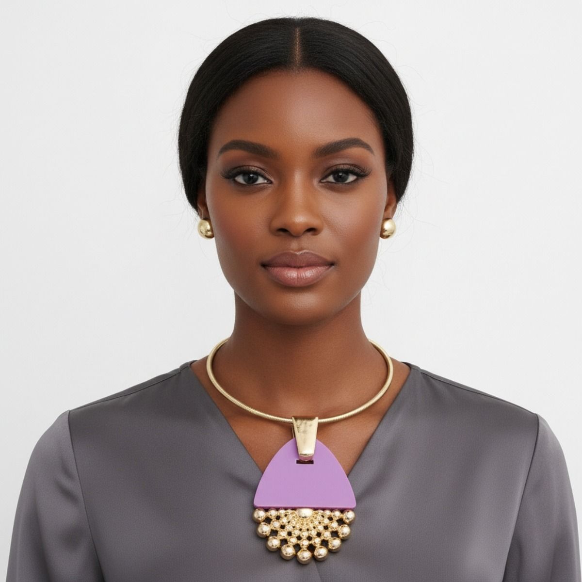 Purple Teardrop Burst Necklace