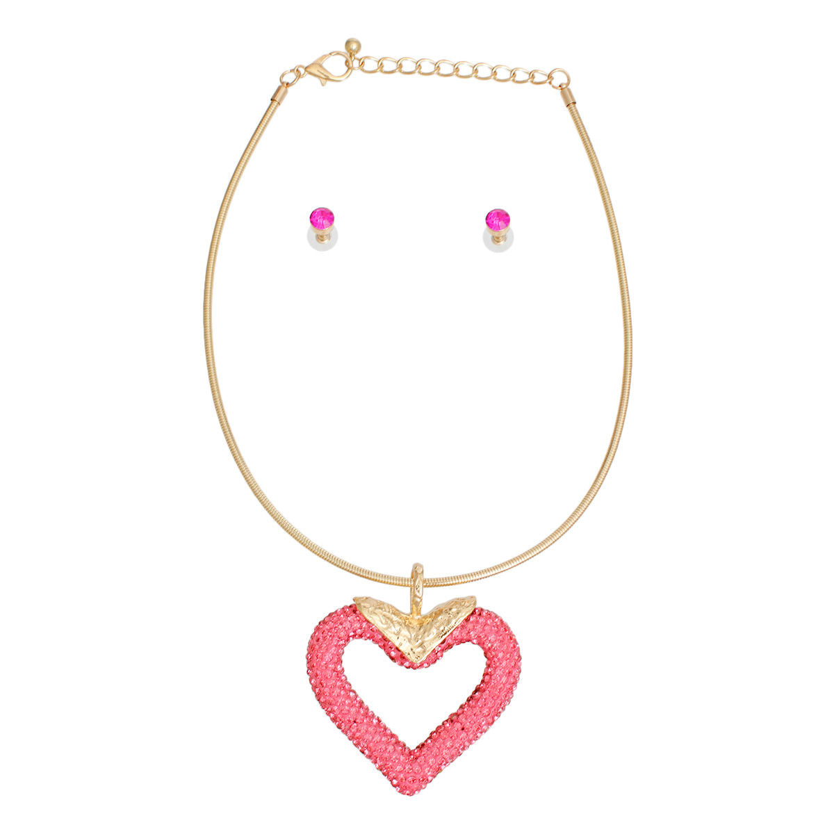 Necklace Pink Heart Snake Chain Set for Women - Premium Wholesale Jewelry from Pinktown - Just $19! Shop now at chiquestyles