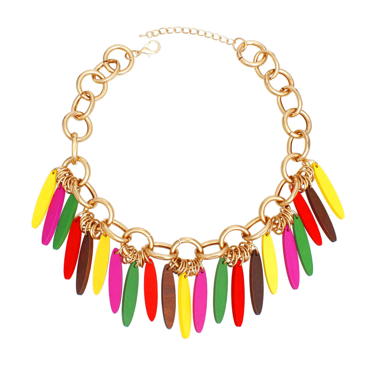 Necklace Tribal Multicolor Wood Fringe for Women - Premium Wholesale Jewelry from Pinktown - Just $19! Shop now at chiquestyles