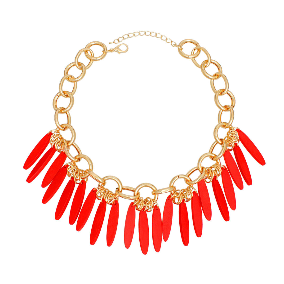Necklace Tribal Red Wood Fringe for Women - Premium Wholesale Jewelry from Pinktown - Just $19! Shop now at chiquestyles