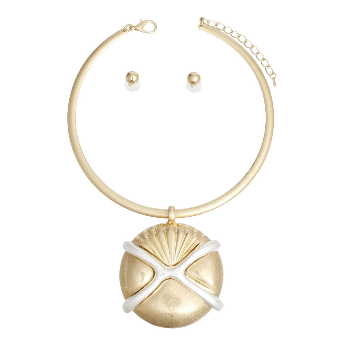 Choker Matte Gold Shell Pendant Set for Women - Premium Wholesale Jewelry from Pinktown - Just $19! Shop now at chiquestyles