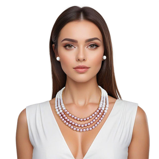 Necklace Purple White Glass Pearl 3 Strand Set - Premium Wholesale Jewelry from Pinktown - Just $11! Shop now at chiquestyles