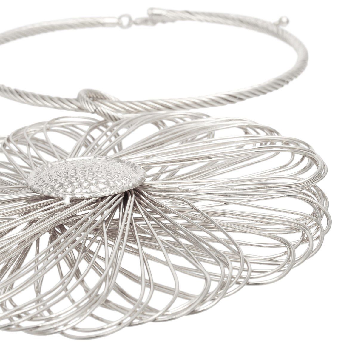 Necklace Silver Sunflower Large Pendant Set Women