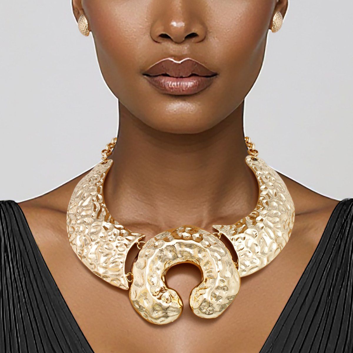 Bib Gold Warrior Chic Armor Horseshoe Necklace