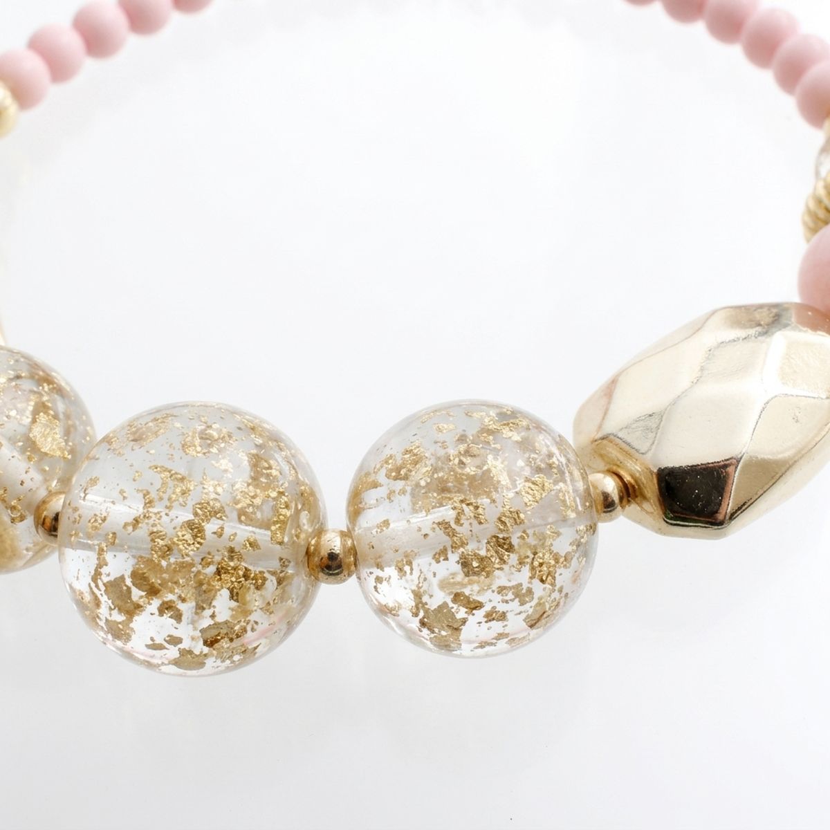 Blush Pink Gold Flake Marble Beaded Necklace