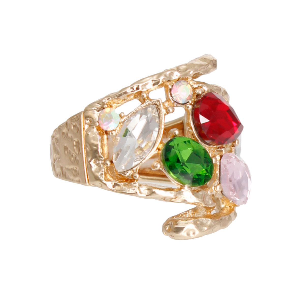 Cocktail Ring Multicolor Loop Crystal Ring