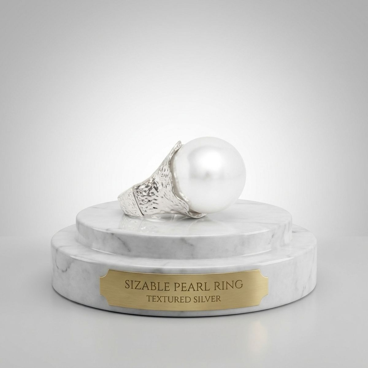 Jumbo White Faux Pearl Stretch Cocktail Ring
