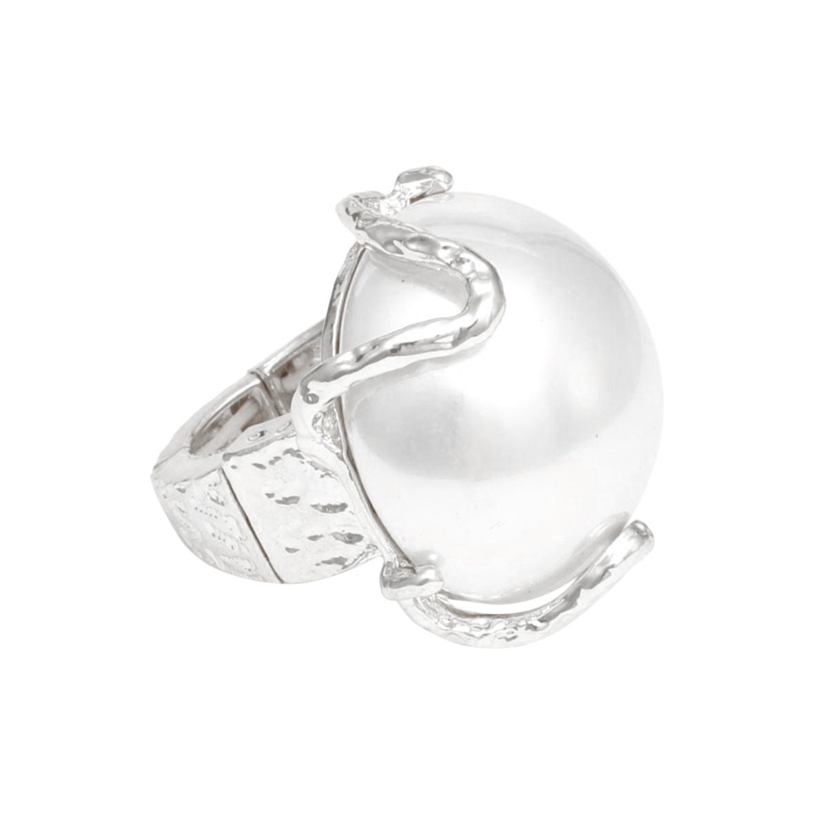 Cocktail White Power Pearl Gold Stretch Ring