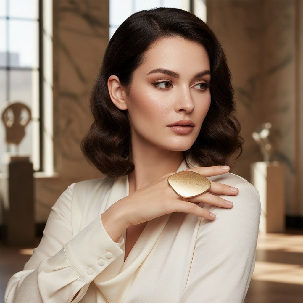 XL Matte Gold Irregular Oval Statement Ring