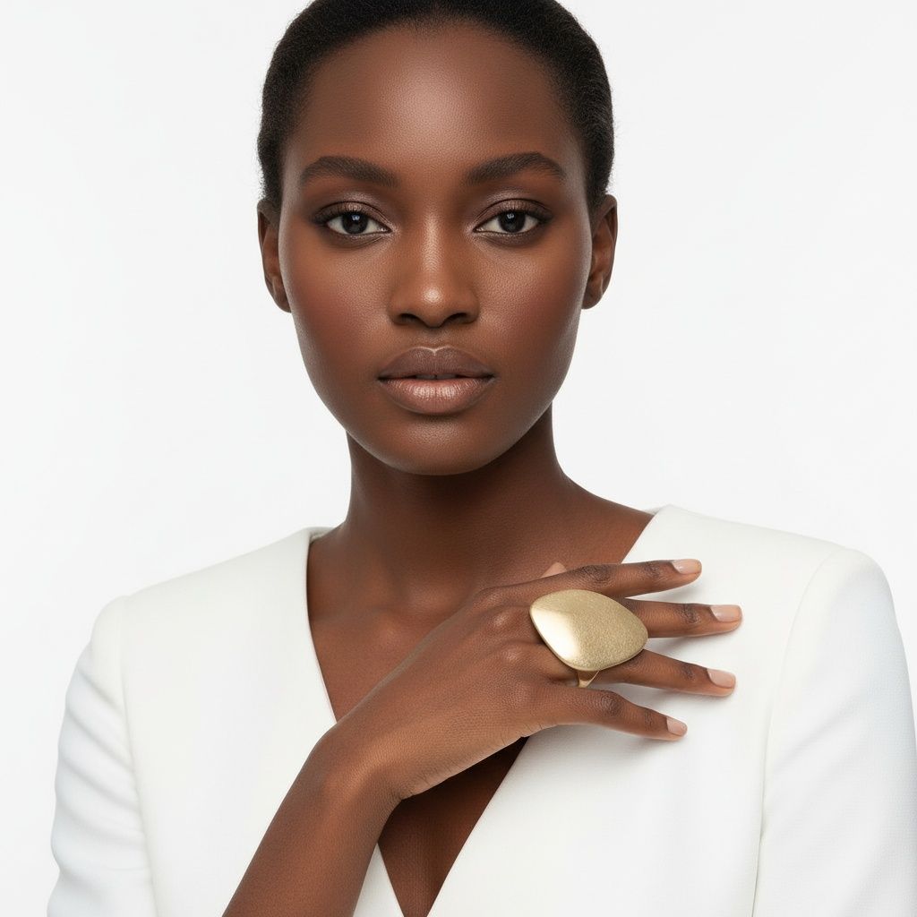 XL Matte Gold Irregular Oval Statement Ring