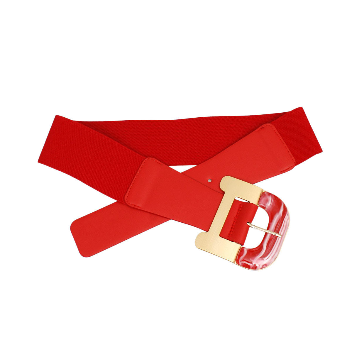 Belt Red Wide Marbled Buckle Stretch for Women - Premium Wholesale Fashion Accessories from Pinktown - Just $16! Shop now at chiquestyles