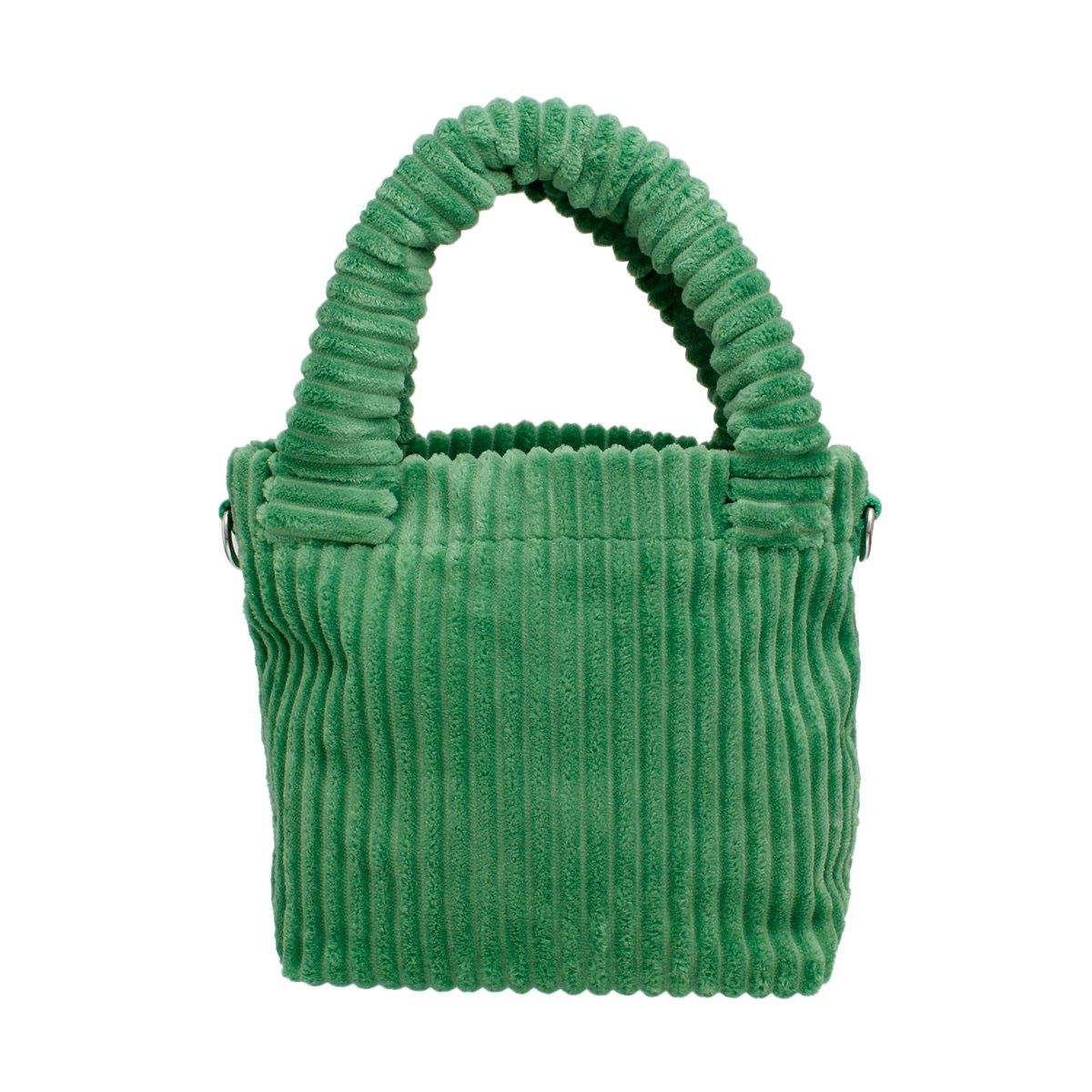 AKA Green Corduroy Small Tote Pink Strap Handbag