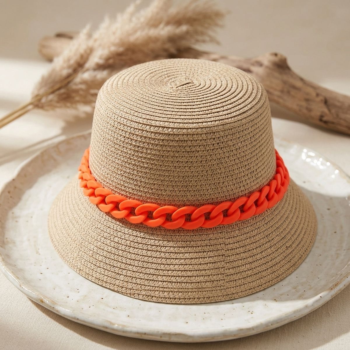 Orange Chain Camel Bucket Hat