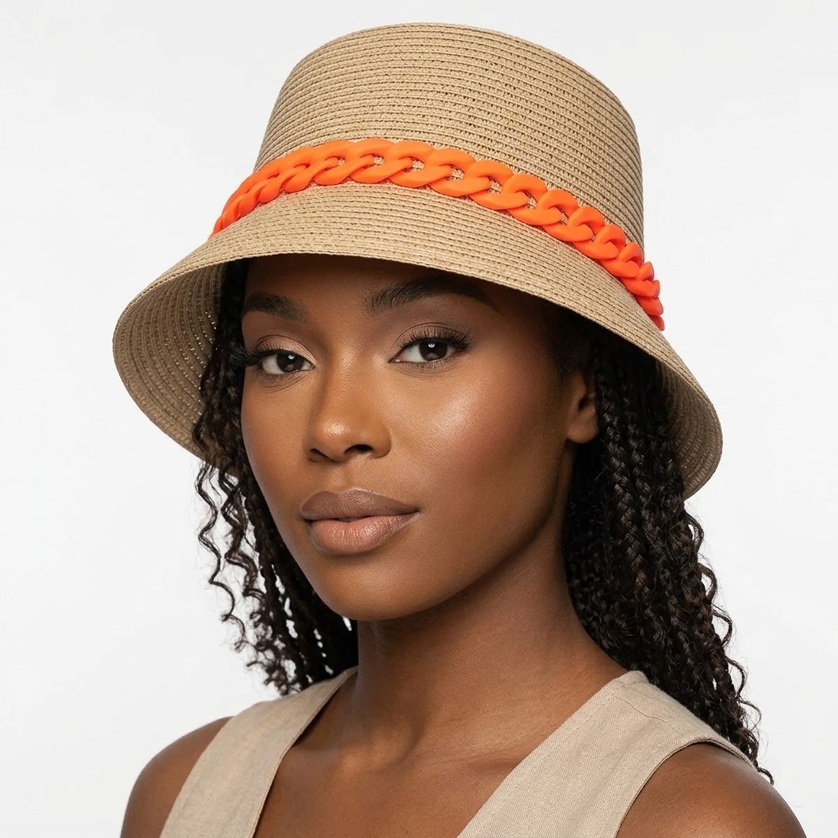 Orange Chain Camel Bucket Hat