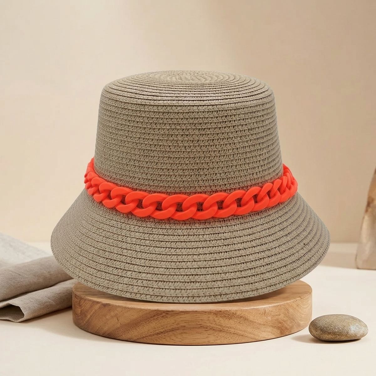 Orange Chain Camel Bucket Hat
