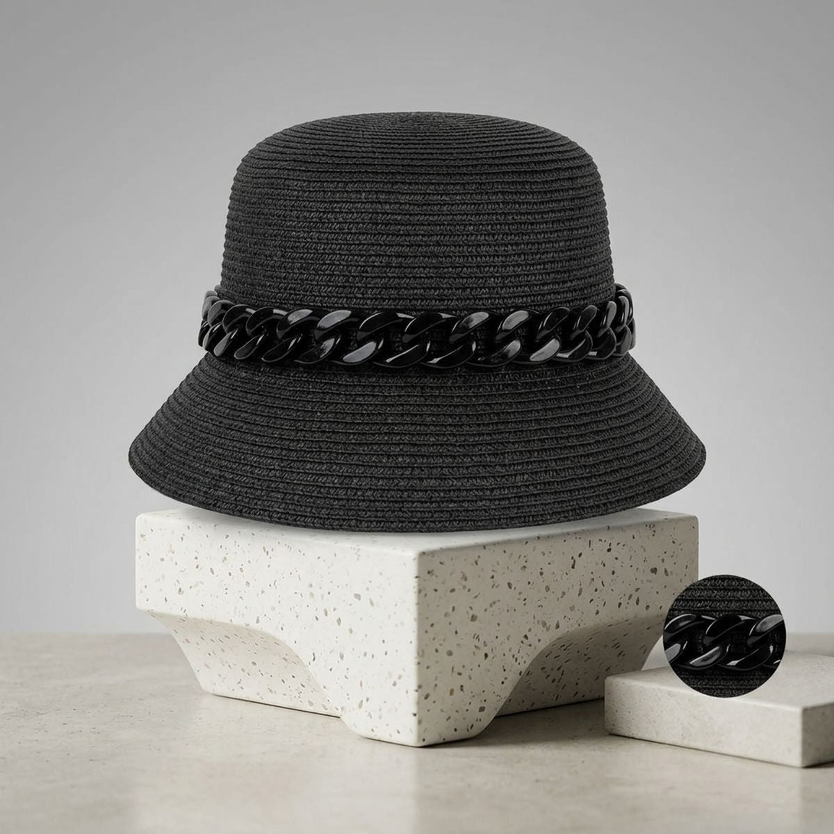 Black Chain Black Bucket Hat
