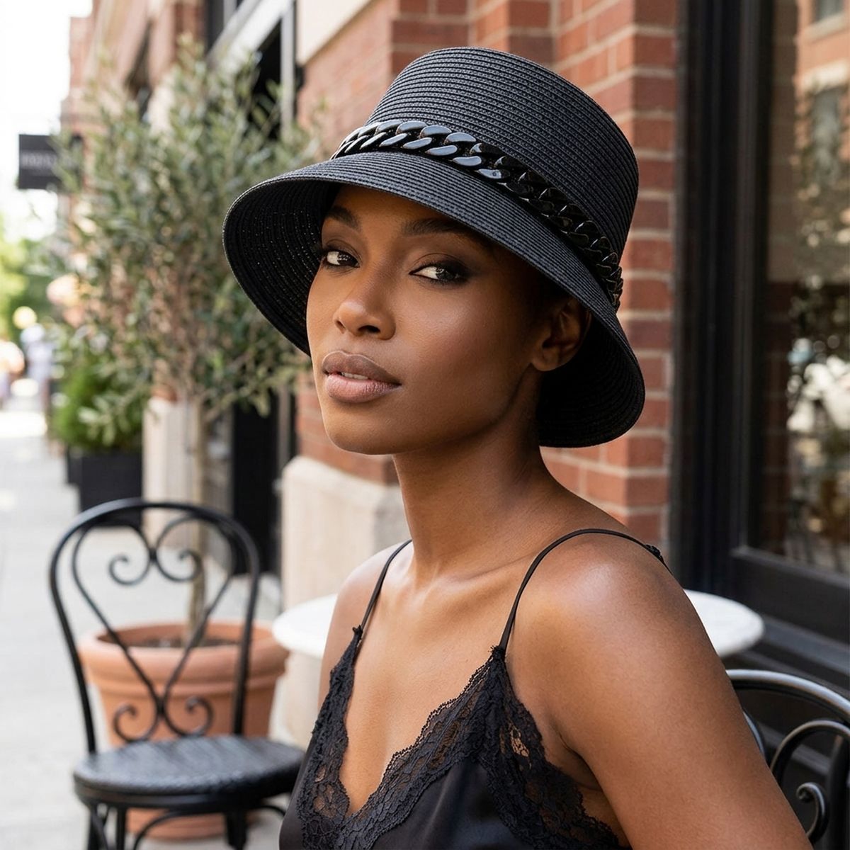 Black Chain Black Bucket Hat