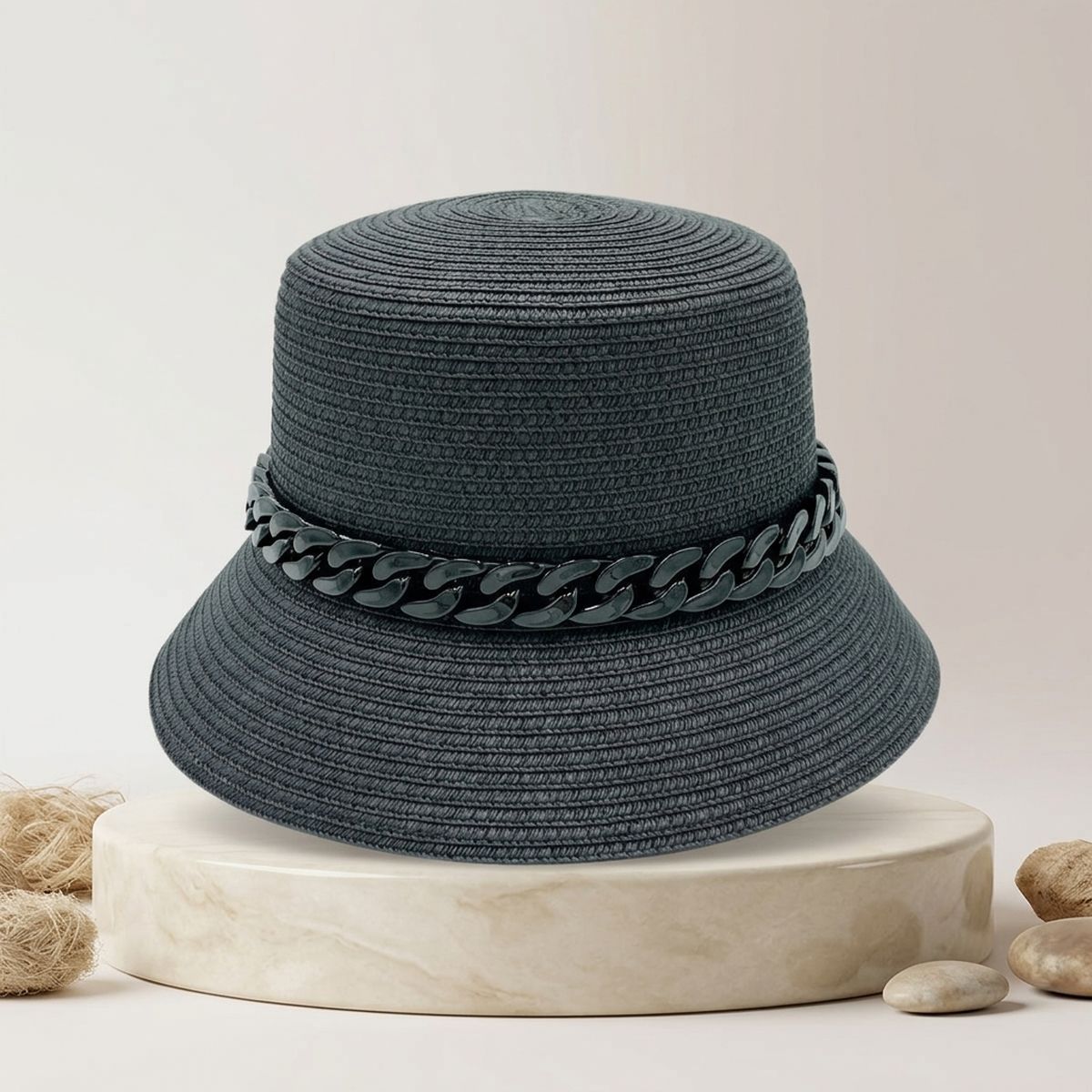 Black Chain Black Bucket Hat