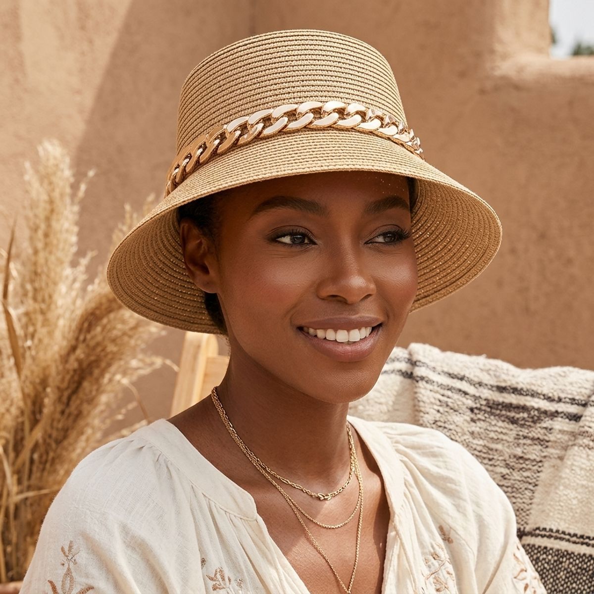 Gold Chain Camel Bucket Hat