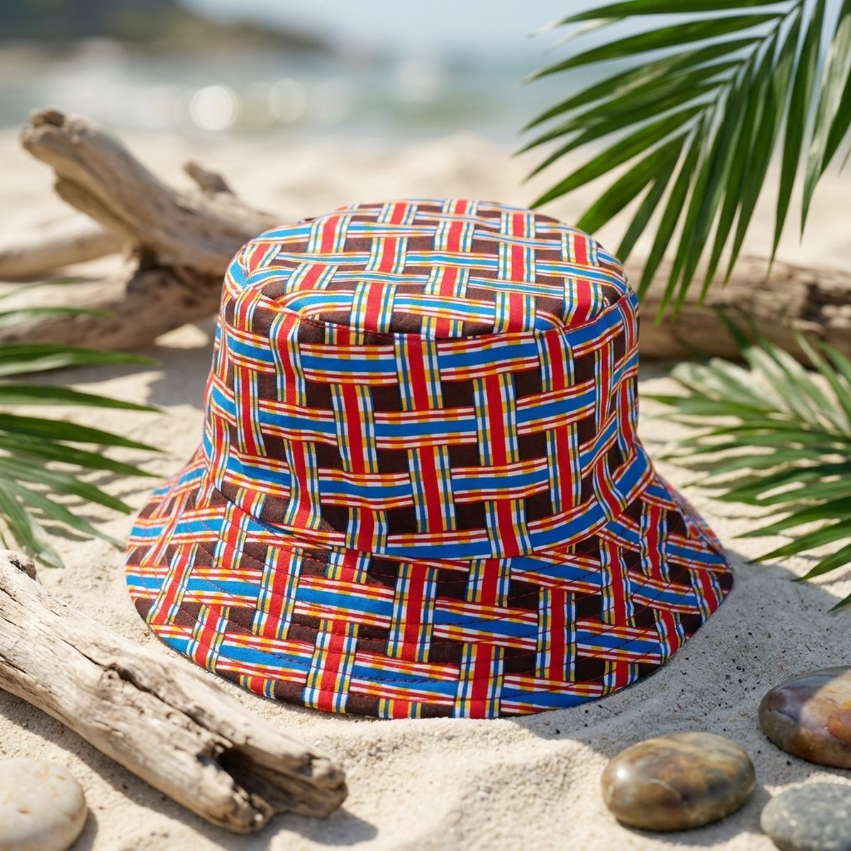 Brown Geometric Reversible Bucket Hat