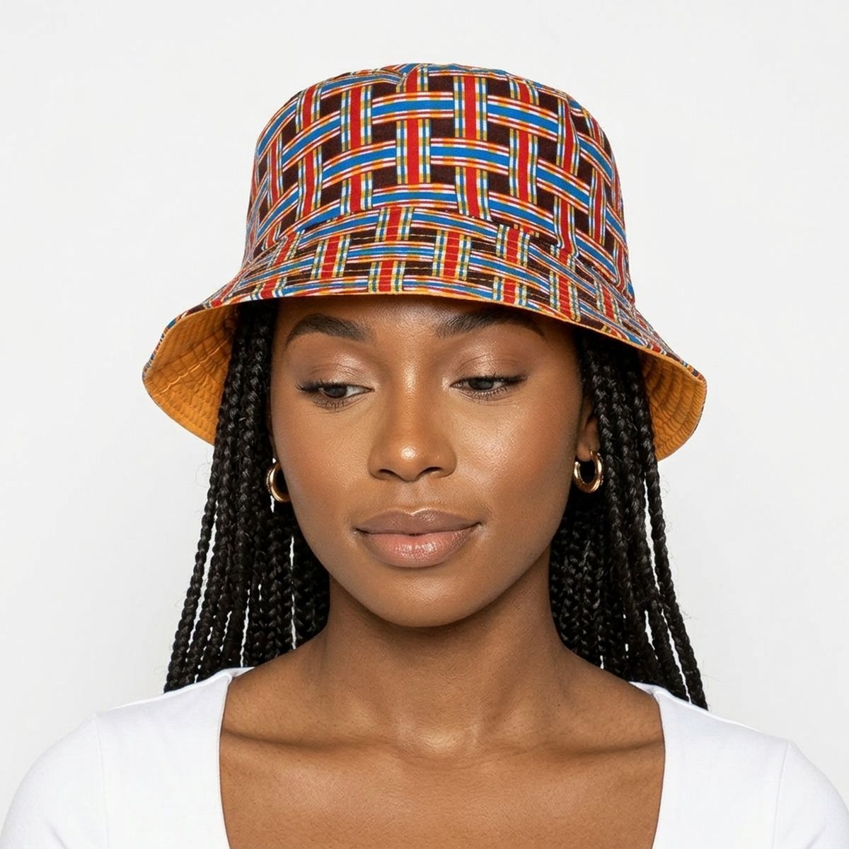 Brown Geometric Reversible Bucket Hat