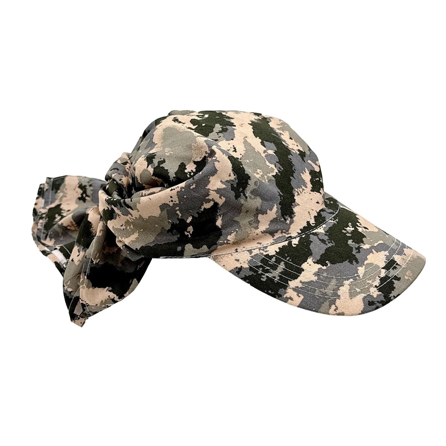 Scarf Baseball Cap Camouflage Print Hat for Women