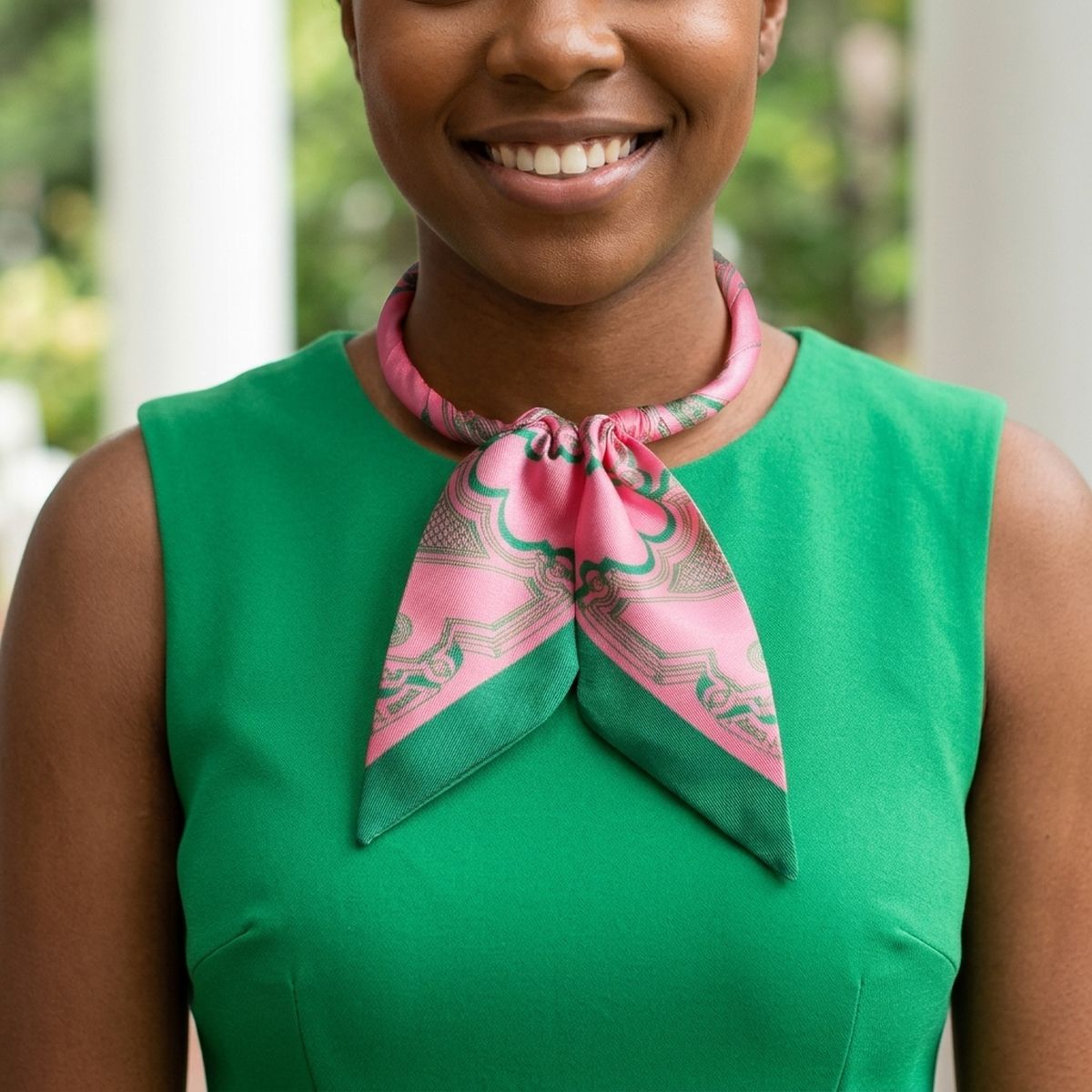 AKA Pink Green Boutique Scarf Magnet Choker Necklace