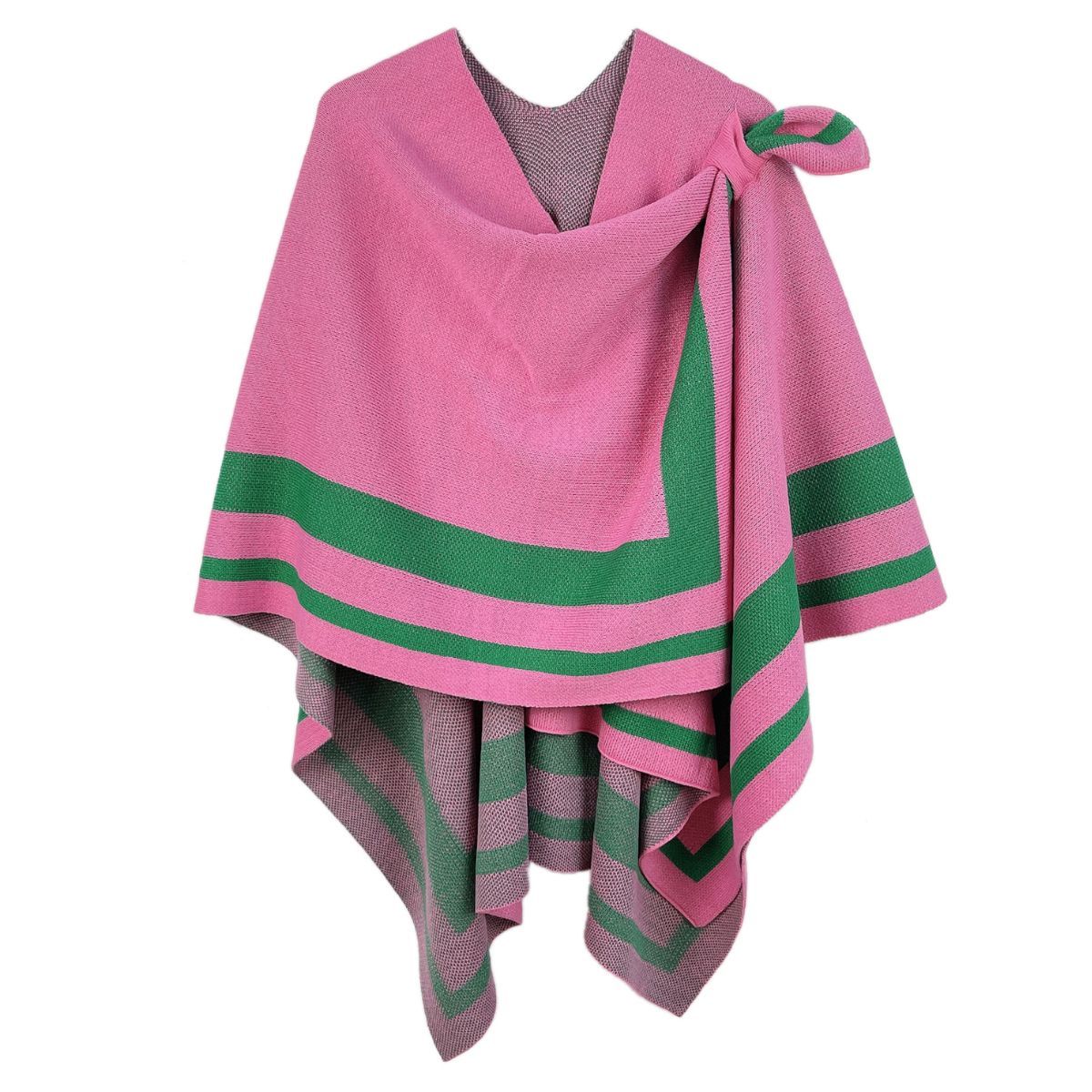 Pink Green Shoulder Ruana - Premium Wholesale Fashion Accessories from Pinktown - Just $44! Shop now at chiquestyles