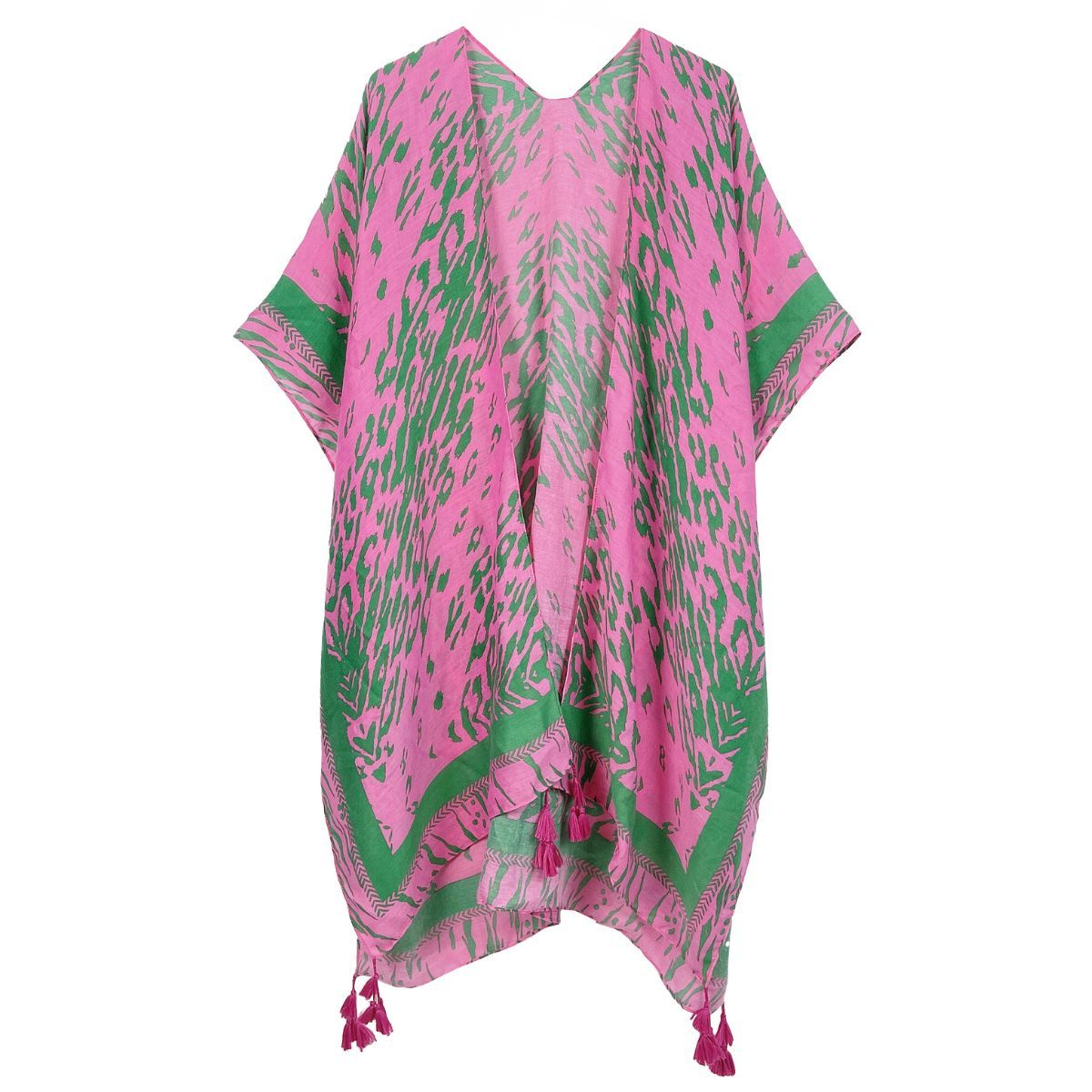 Kimono Animal Print Pink and Green for Women - Premium Wholesale Fashion Accessories from Pinktown - Just $24! Shop now at chiquestyles