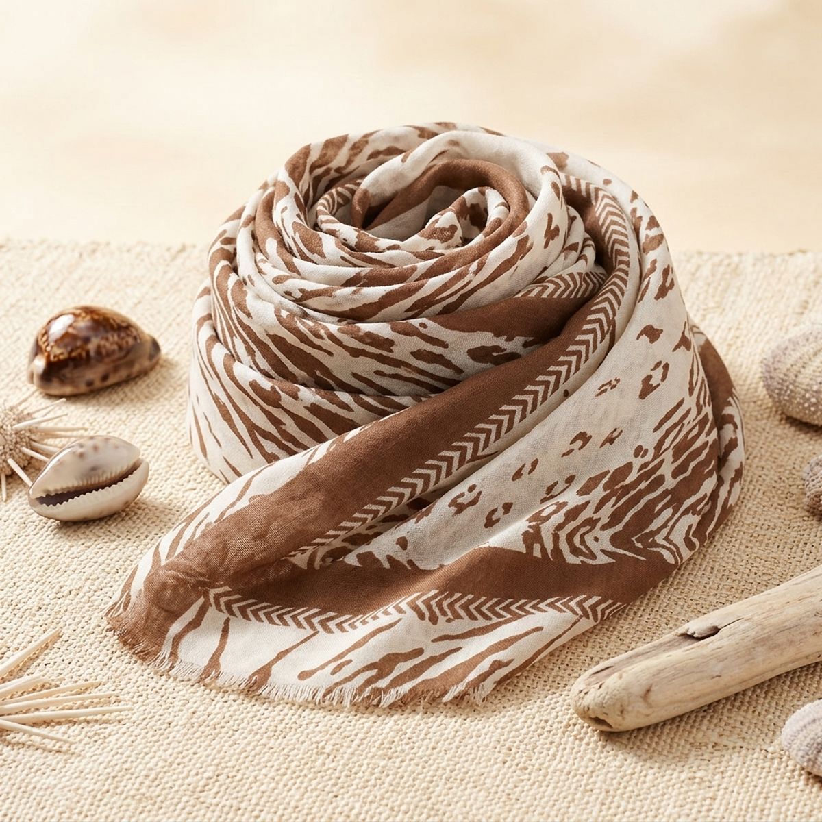 Scarf Wrap Animal Print Brown for Women
