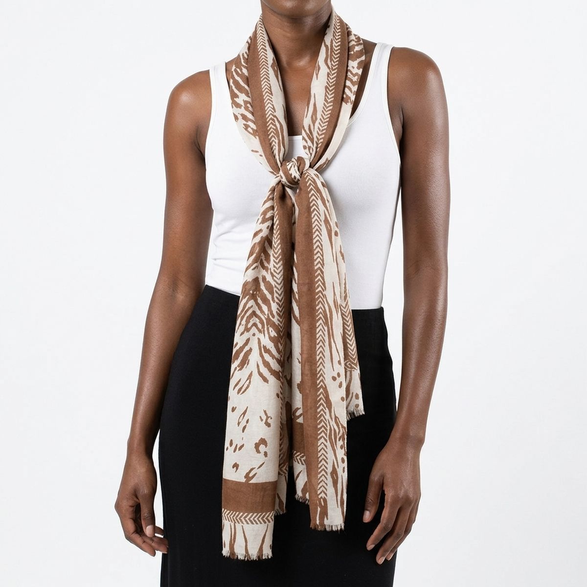 Scarf Wrap Animal Print Brown for Women