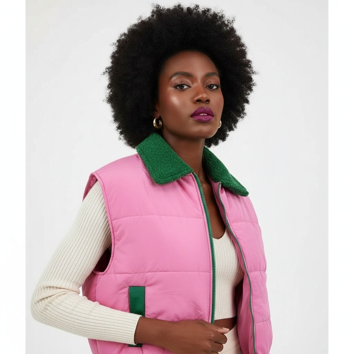 AKA Sorority Shearling Collar Puffer Vest Women
