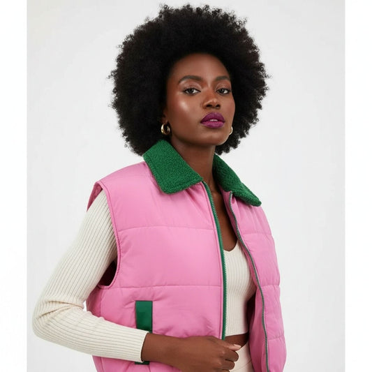 AKA Sorority Shearling Collar Puffer Vest Women