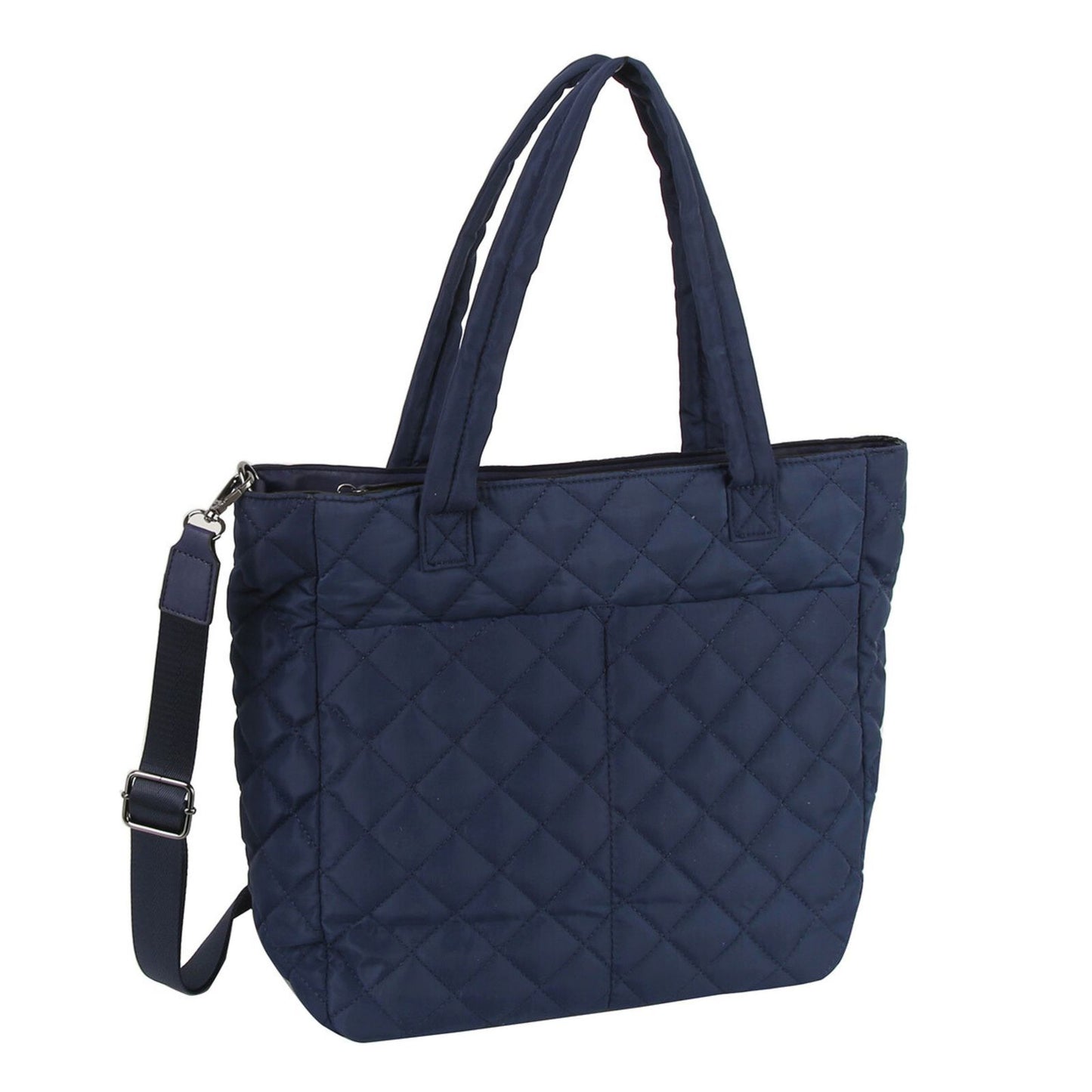 Tote Bag Navy Quilted Large Pocket Travel Purse