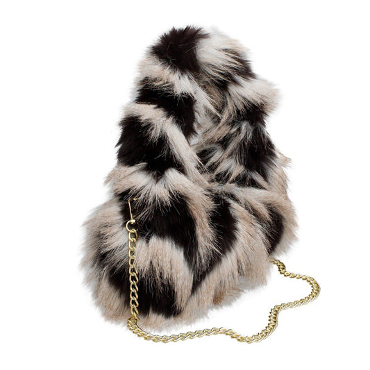 Shoulder Bag Cream and Black Fur Street Chic Purse