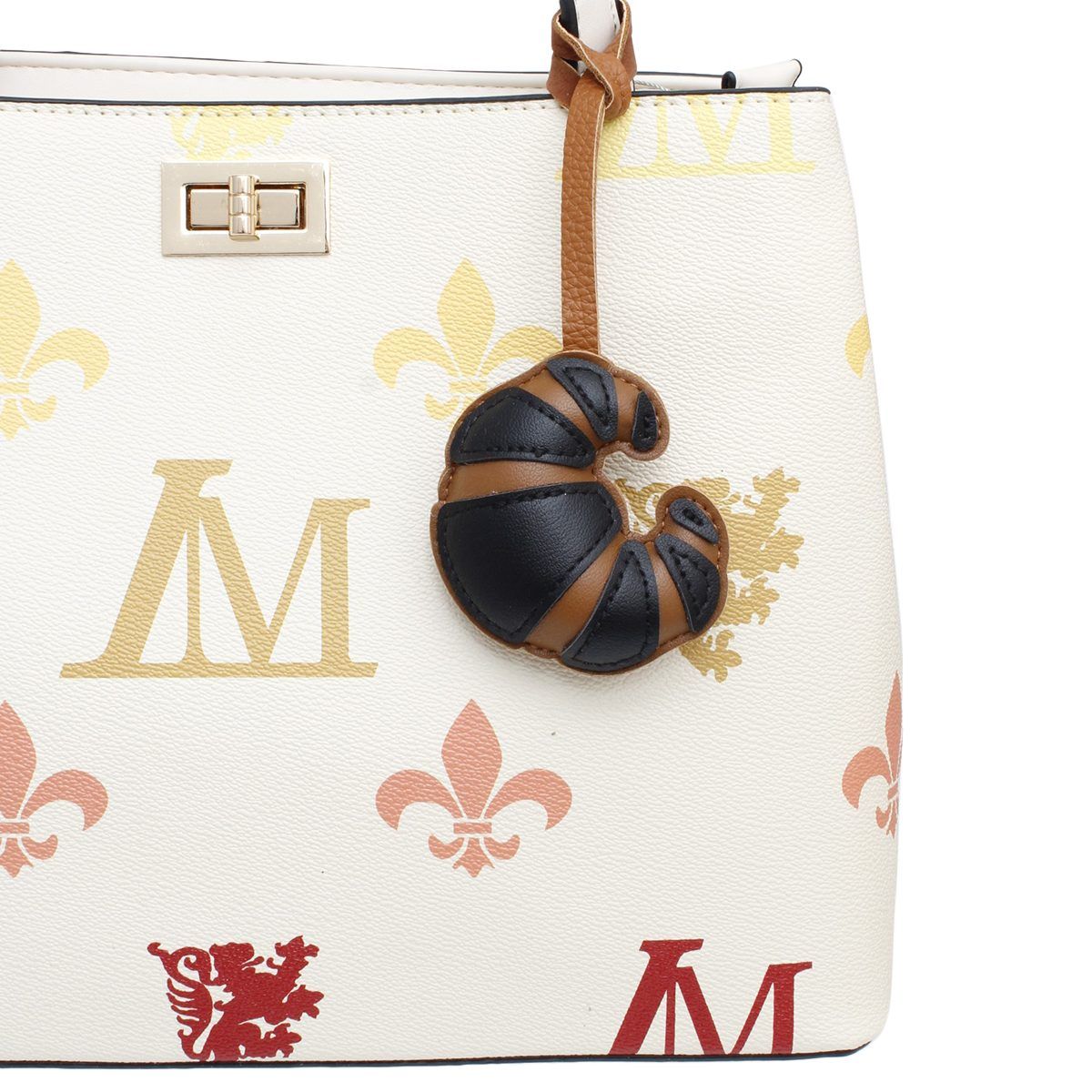 Bag Charm Black Leather Croissant Bag Accessory