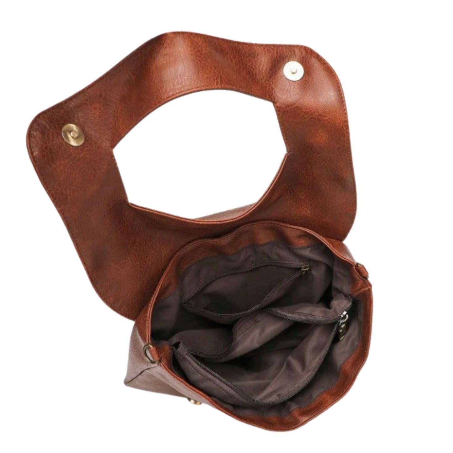 Clutch Bag Large Brown Hand Strap Flap Purse